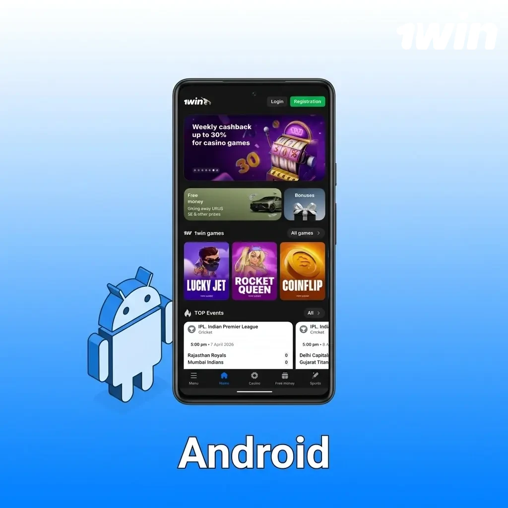 1win Android APK download and installation steps on a mobile device running Android 5.0 or later
