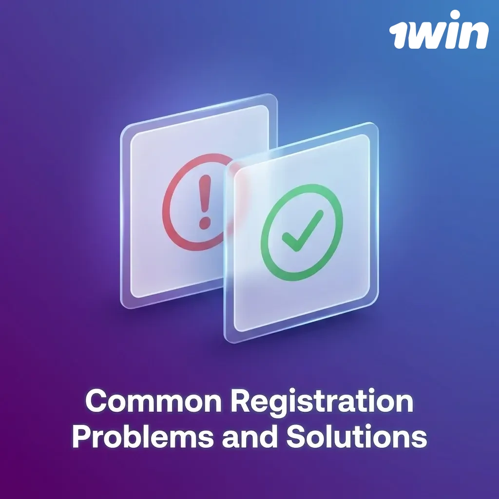 Table of common 1win registration problems and solutions including form loading, SMS verification, and account access issues