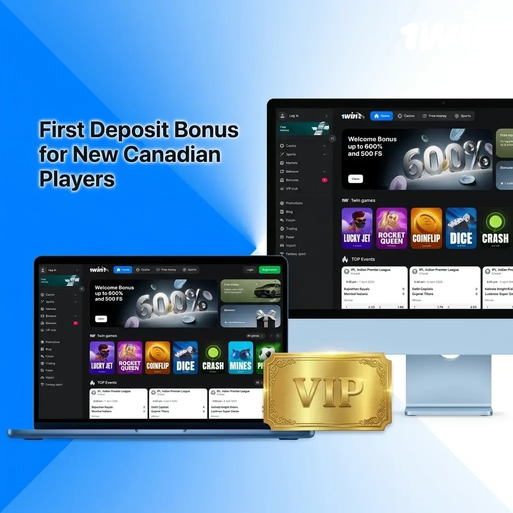 1win Canada welcome bonus up to CAD 3,000 with 500% across 4 deposits, 70 free spins, and 15% accumulator boost