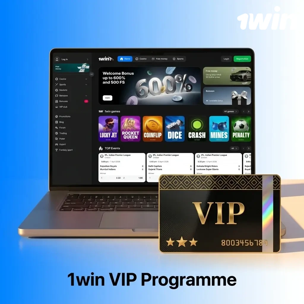 1win VIP loyalty programme tiers showing cashback rewards, dedicated account management, and exclusive bonuses for consistent players