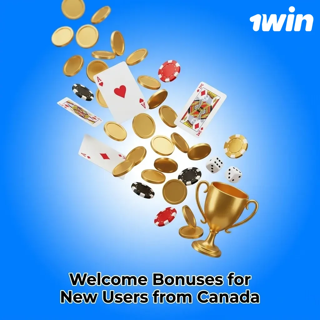 1win Canada welcome bonuses showing 500% casino deposit bonus up to CAD 3,000 and sports accumulator bet rewards