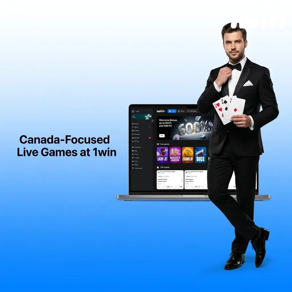 Canada-focused live casino games at 1win including Sic Bo, Football Studio, and Fan Tan for Canadian players
