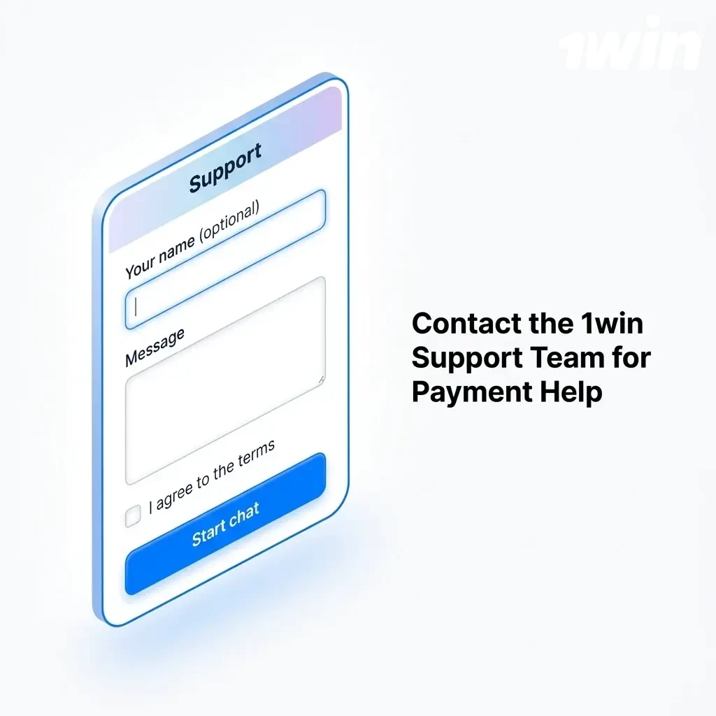 1win support team contact options including live chat, email, Telegram, and social media for payment help