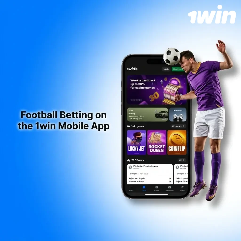 1win mobile app open on a smartphone showing football betting markets and live odds for Canadian users