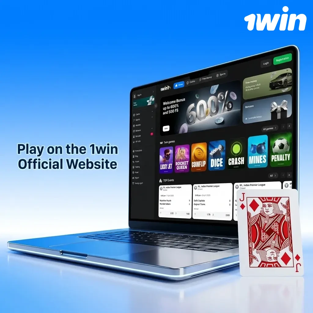 1win official website homepage displaying full platform access for betting, casino games, and live events on browser
