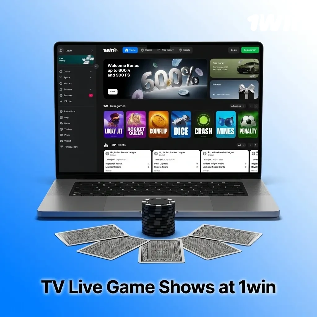 Live game show titles at 1win including Crazy Time, Dream Catcher, Mega Ball, and Monopoly Live with a studio host